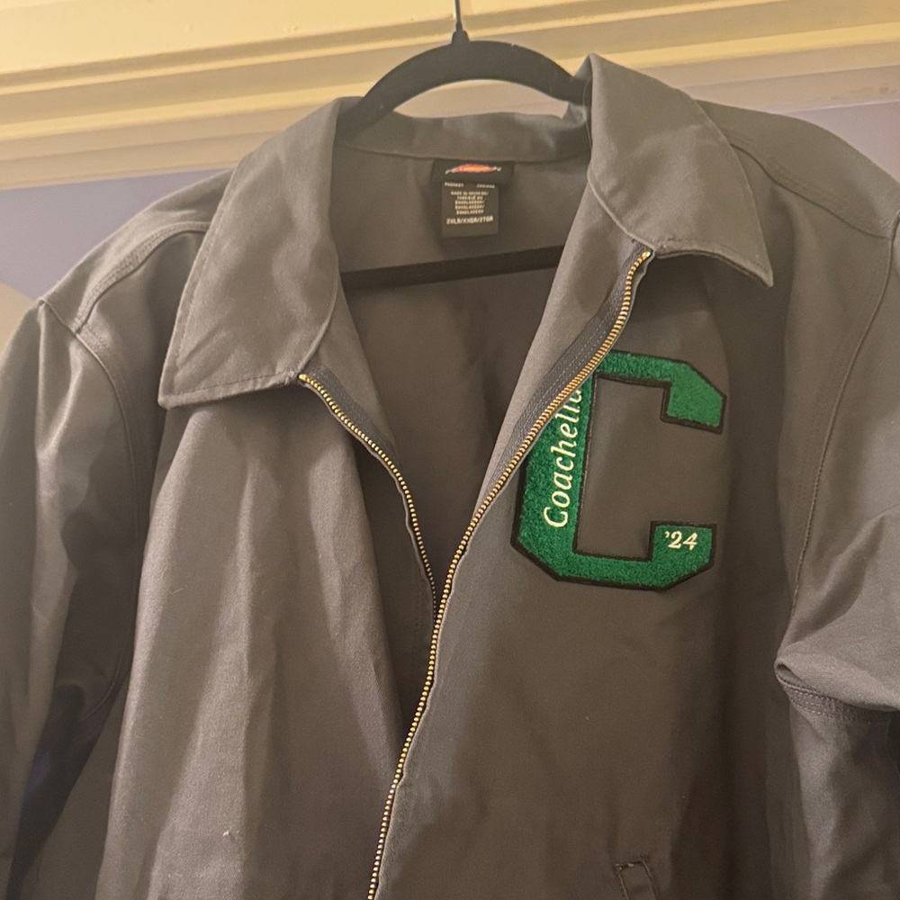 Dickies Gray Varsity Jacket with Green Patch